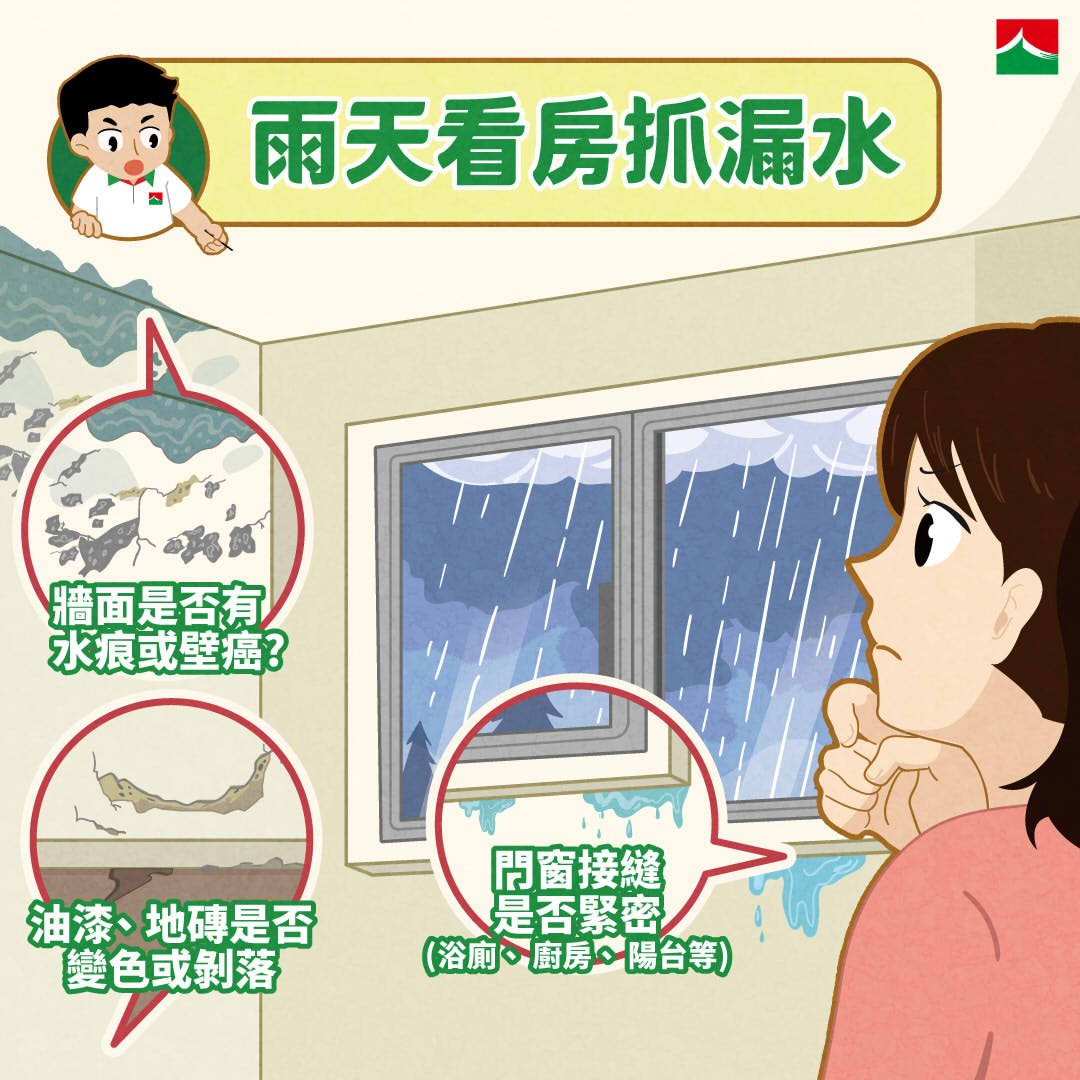 下雨天較容易看出分屋是否漏水。圖／信義房屋